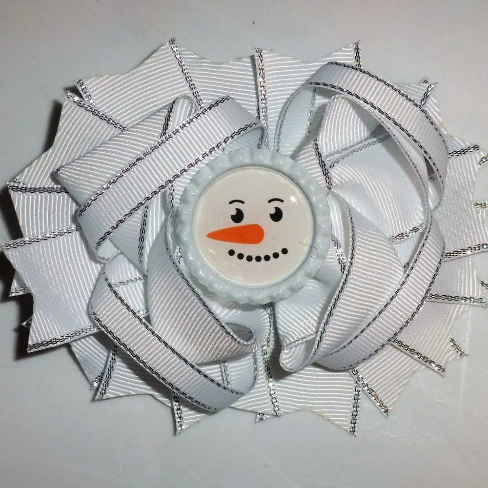 Snowman Christmas Girls 5-inch Hair Bow Clip